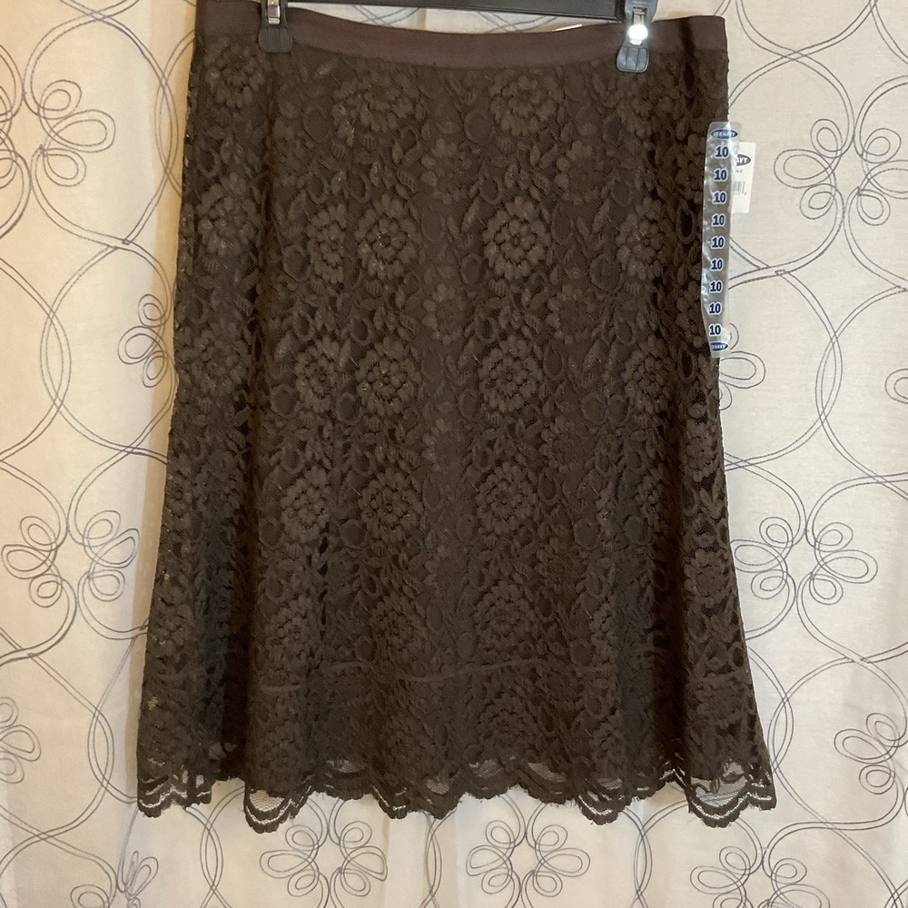 NWT Woman's Old Navy Brown Lace Floral Skirt Size 10